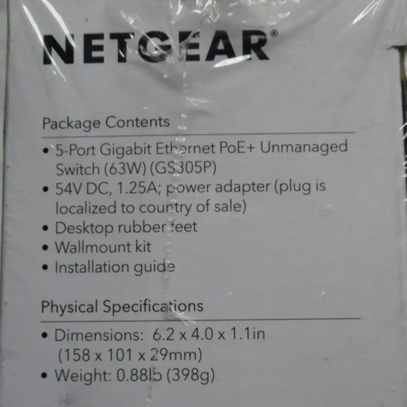 Samsung NETGEAR 5-Port Gigabit Ethernet PoE+ Unmanaged‎ Switch 63W Sealed NWB - Picture 5 of 13